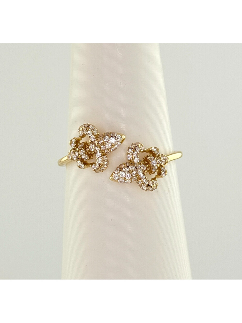 Bomb Party Vermeil Ring Sz 9 "The Gilded Fleur Ring” CZ on .925 Sterling w. Gold